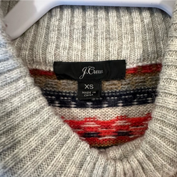 J. Crew Lambswool Fair Isle Mock Neck Pullover Long Sleeve Sweater - Picture 6 of 8